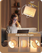 EDISHINE 64.7IN Modern Floor Lamps for Living Room, Dimmable Arc Floor Lamp with Remote, 5CCT & Foot Pedal Switch, Minimalist for Bedroom, Bulb Included, Gold