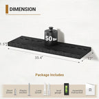 Vivelove Black Floating Shelves, 12" Deep Wall Shelves for Bedroom, Living Room, Kitchen, Office, Rustic Home Decor Shelf with Invisible Brackets, 36X12X1.5, Set of 2