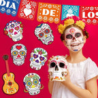 Day of The Dead Cutouts Sugar Skull Classroom Bulletin Board Decorations Colorful Skull Halloween Theme Party Supplies for Toddler Kids Students Classroom Decors