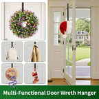 Wreath Hanger for Front Door,Adjustable Metal Wreath Hanger from 12-20", Hold Up 20lb, Indoor or Outdoor Over The Door Wreath Hook Hanger for Easter Spring Halloween Xmas Wreath Decorations (Bronze)