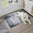 Washable Area Rug 2x3 Entryway Rug: Washable Modern Abstract Soft Thin Rug Indoor Floor No Slip Stain Resistant Carpet for Bedroom Dining Room Farmhouse Nursery Home Office - Dark Black