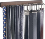 Mkono 2 Packs Tie Rack Wall Mounted Belt Hanger Holder Rustic Wood Tie Organizer for Men Closet Max up 20 Storage for Ties Belts Scarf