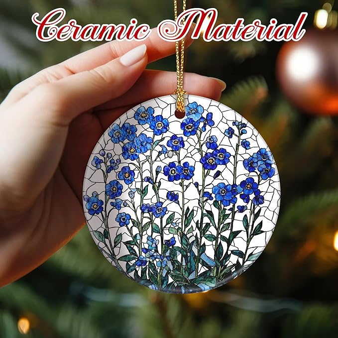 Flower Hanging Ornament, Christmas Ornaments, Xmas Decorations for Tree, Ornaments for Christmas Tree, Holiday Ornament, Flower Themed Gifts, Holiday Party Gifts, and Xmas Gift Ideas - Forget-Me-Not