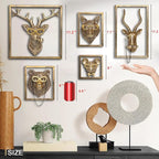 Newinhome Animal Heads Wall Decor (Includes Metal Frame) Resin Animals Sculptures Head Wall Hanging Decoration Gold vintage Wall Sculpture for Living Room Bedroom Office(Deer)