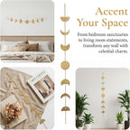 opulinea 32 Inch Hammered Gold Moon Phase Metal Wall Decor, Celestial Hanging Wall Sculpture, Boho Lunar Wall Art for Bedroom, Living Room, Bathroom, Apartment