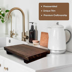 Rustic Pedestal Stand - Handmade Small Wood Tray - Soap Tray for Kitchen Sink, Bathroom (Brown, 12 x 7 x 1.5 Inch)
