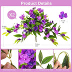 Artificial Flowers for Outdoor, 2 Bundles UV Resistant Fake Plants Decoration Realistic Faux Silk Flowers No Fade Plastic Flowers for Outside Planters Home Porch Patio Yard Garden Decor