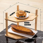 3-Tier Expandable Bamboo Corner Shelf - Dish/Plate Organizer for Cabinet, Kitchen Counter Shelf & Small Kitchen Shelf, Adjustable (6.7" H-2PC, 2-Tier)
