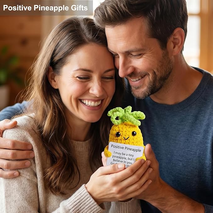 Funny Gifts, Emotional Positive Support Pineapple, Handmade Crochet Pineapple Knitted Doll Gifts for Women, Boys, Girls.