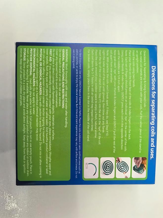 Natural Essential Oil Scented Coils for Outdoor Use, Fresh Aroma, Burns 5-7 Hours, 20 Coils & 2 Stands for Patio Backyard