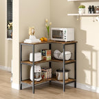 VECELO Corner Cabinet Table with 3 Tier Open Shelf, Multipurpose Display Organizer Storage Stand for Small Space Home Office Kitchen, Brown