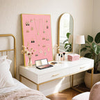 Linen Bulletin Board 36" x 24", Fabric Pin Board with Gold Aluminum Frame, Decorative Vision Board for Home Office, Bedroom & Dorm Wall Decor, Includes 10 Push Pins, Pink
