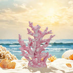 Etlemonde Beach Coastal Decor Coral Reef Home Decor Coral Statue Sculpture Home,Desk,Bathroom,Desktop Shelf Statue,Marine Themed Gifts (Pink Coral)