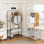 Clothes Garment Coat Rack Drying Clothing Racks Metal Freestanding for Hanging Clothes Portable Closet for Laundry Bedroom Black