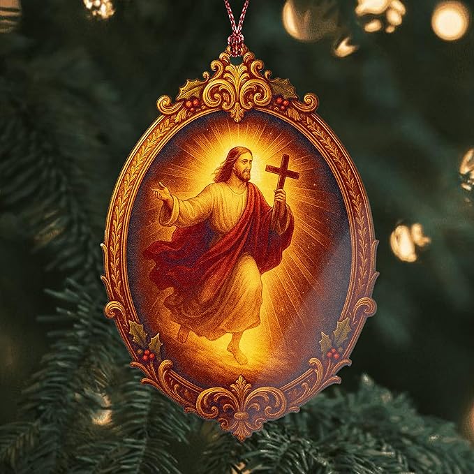 Christian Christmas Ornament 2026 - Religious Christmas Ornaments - Acrylic Ornament Christian Christmas Decor Gifts for Friends, cowoker, Men, Women, Office RUSATEN Tmlnativity