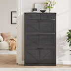 Shoe Cabinet with 3 Flip Drawers & 2 Drawers,Freestanding Shoe Storage Cabinet for Entryway,Farmhouse Narrow Slim Organizer Rack for Foyer,Hallway,Black