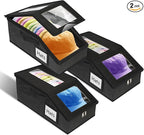 Stackable Hat Storage for Baseball Caps, 3 PCS Hat Storage Boxes for Closet, Holds up to 45 Caps with Cardboard, Hat Organizer for Women & Men(Two Clear Window)（Black）
