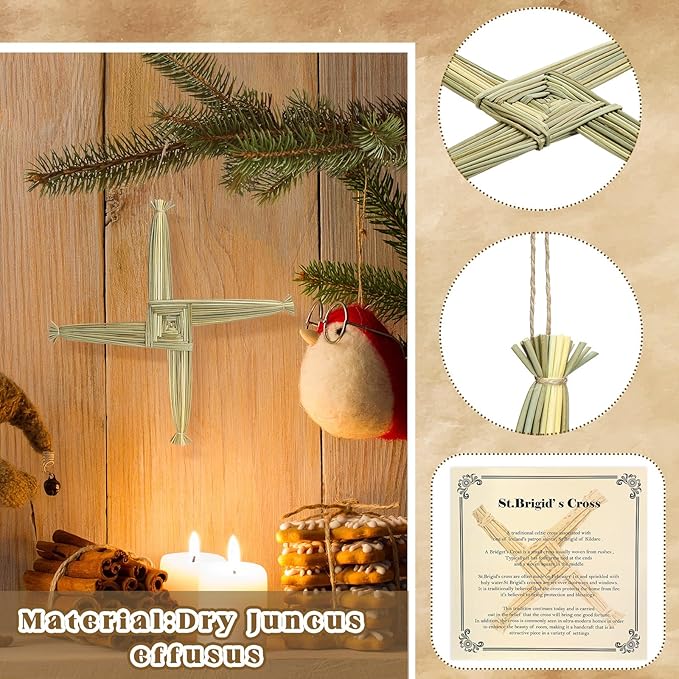 Bucherry St. Brigid's Wall Cross Decor Irish Gift Cross with History Card for Irish Blessing Gift for Celtic Imbolc Decor(Classic Style,12 in,Green)