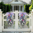 23" Lavender Teardrop Swag Wreath 2Pcs Spring Summer Swags for Front Door Faux Lavender Teardrop Swag with Butterfly Purple Wreath for Porch Wall Window Farmhouse Wedding Home Decor