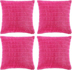 Fancy Homi 4 Packs Decorative Throw Pillow Covers for Living Room Couch Bed, Modern Farmhouse Boho Home Décor Accent Cushion Case, 20" x 20", Hot Pink