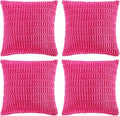 Fancy Homi 4 Packs Decorative Throw Pillow Covers for Living Room Couch Bed, Modern Farmhouse Boho Home Décor Accent Cushion Case, 18" x 18", Hot Pink