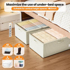 Dayacoco Underbed Storage with Wheels, 2 Pack Under Bed Storage Containers with Clear Lids, No Assembly Required 10.1 inch Rolling Under Bed Storage for Clothes, Beige