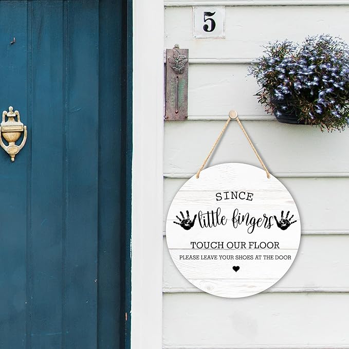 Wall Pediments Shoes Off Sign - Please Take Your Shoes Off - 9.8x9.8 Inches