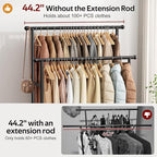 MISSLO Double Rods Garment Rack Heavy Duty Clothing Rack for Hanging Clothes Portable Clothes Organizer for Bedroom, Living Room, Clothing Store (Matte Black)