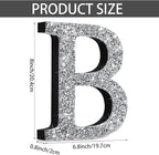 Qunclay 8'' Silver Crystal Diamond Bling Letters Crushed Diamond Decoration Wooden Glitter Letter with Screw and Hooks Rhinestone Gift for Wedding Y2k Mcbling Bedroom Wall Decor (Letter B)
