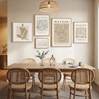 Large Framed Matisse Wall Art Set of 5, Neutral Beige Abstract Geometric Botanical Canvas Prints, Modern Minimalist Wall Decor for Living Room, Bedroom, Dining Room, Hallway, or Office
