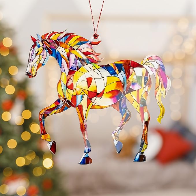 Christmas Ornaments 2026, Horse Ornament with Colorful Design, Horse Ornament for Christmas Tree, for Animal Lovers, Gifts for Horse Lovers, Artistic Tree Ornaments for Festive Decoration