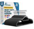 Lifemaster Versatile Clothes Hanger Set - 20 Pieces Space-Saving Dry and Wet Clothes Hanger Set with 360° Swivel Hook and Non-Slip Rubber Design - Black