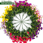 Lnoicy Artificial Flowers for Outdoor 12 Bundles Eucalyptus Fake Flowers for Planter,UV Resistant Fake Morning Glory for Home/Porch/Garden Decoration (6 Color)