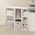 Furinno Reed 2-Tier Closet Organizers and Storage, Closet Organizer, Open Shelf Closet Storage, for Wardrobe, Bedroom, Living Room, 10-Inch Width, White
