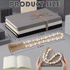 Feifeiya 3 Pieces Faux Decorative Books Set for Home Decor Fake Book for Shelves Coffee Table Stacked Linen Covered Display Notebook with Wood Bead Bookend Gift for Living Room(Modern Black)