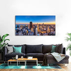 AIYISU Chicago Skyline Wall Art Chicago City Wall Decor Night Cityscape Canvas Prints Pictures City Skyscraper Painting Poster Modern Artwork for Kitchen Bedroom Living Room Home Decoration 24x48”