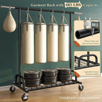 Raybee Clothes Rack Heavy Duty Load 530 LBS, Clothing Racks for Hanging Clothes, Rolling Clothing Rack, Extendable Adjustable Portable Clothes Rack, Metal Garment Rack, Black