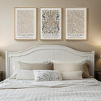 Framed Large William Morris Canvas Wall Art Set of 3, Vintage Neutral Botanical Floral Prints, Nature Artwork for Living Room, Bedroom, Hallway or Office Decor, 16x24 Inch