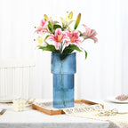 Large Glass Vase, 12 Inches Tall Vase for Flowers, Blue Flower Vases for Bouquet, Modern Blue Glass Vases for Living Room, Dining Table, Office, Entryway, Mantle, Shelf, Wedding Gifts