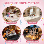 2 Packs Acrylic Display Stand Riser,3 Tier Perfume Organizer Cupcake Stand Acrylic Pop Shelves Holder,Clear Desk Display Shelf for Figure,Trinket,Collectibles,Dessert Tray Stands for Party Decor-7.9in
