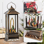 12" Christmas Snow Globe Lantern with Nativity - Water Swirling Glitter LED Light Lantern with Music - Vintage Xmas Gifts - USB Plug or Battery Operated Home Decor (Nativity)