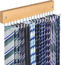 Tie Rack Belt Hanger Wall Mounted, Lomrsiul Non Slip 180 Degree Rotating Tie Organizer for Men Closet with 18 Hooks Closet Organizers and Storage for Tie Belt Necklace Purse Scarf Bag Natural 1 Pack