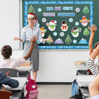Christian Christmas Bulletin Board Decorations Set - Religious Classroom Decor - God Made Me Unique Snowflake Snowman Cutouts for Xmas, Winter Holiday School Wall Decor
