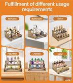 Wooden Cologne Organizer for Men, Perfume Organizer Stand, Cologne Stand with Anti-Slip Washers, Wooden Display Risers Stand for Dessert, Cupcake, Charcoal-Grilled, 3-tier-11.8in