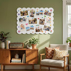 Scalloped White Felt Bulletin Board 36x24 Inches - Self-Adhesive Foldable, with 30 Pushpins, Cork Board Alternative - Decorative Pin Board for Wall, Home, Office & School