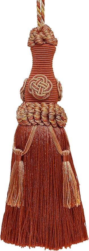 DÉCOPRO Elegant 7" Accented with Rosette and Tassels # BKT, Cinnamon Toast Orange #6122 (Rust, Gold) Individually Sold