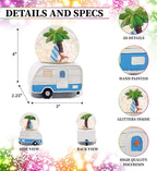 CoTa Global Palm Tree RV Camper Snow Globe Decor - Elegant Pink Sparkle Glitter Inside The Snow Globe, RV Camper Figurines for Kids and Adults, Collectible Snow Globes for Birthday, Christmas - 65 mm