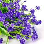 12 Bundles Artificial Flowers for Outdoors Summer Decor, Realistic UV Resistant Fake Plants Faux Plastic Flowers for Outside Planter Home Gardens Patio Porch Yards Spring Cemetery Decor(Purple)