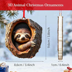 Forest Animal Christmas Ornaments, Valentines Day Gifts for Him Her Women, Funny Forest Animal Ornaments for Christmas Tree, 3D Ornaments Hanging Animal Lovers & Easter Basket Stuffers(Sloth)