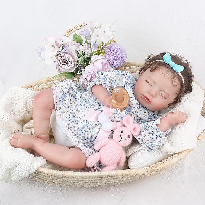 KSBD Lifelike Reborn Baby Dolls Girl-20 inch Realistic Sleeping Newborn Girl with Weighted Soft Body,Christmas Birthday Gift with Accessories for Kids Age 3+
